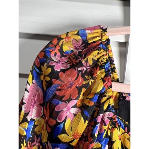 Skies Are Blue Floral Balloon Sleeve Ruffle Top Women's Size Large NWT - Picture 5 of 12